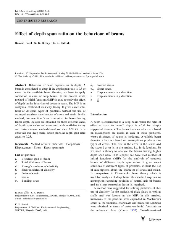 (PDF) Effect of depth span ratio on the behaviour of beams rakesh