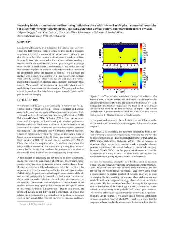 (PDF) Focusing inside an unknown medium using reflection data with ...