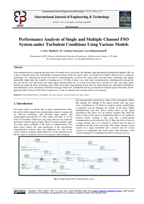 (PDF) Performance Analysis of Single and Multiple Channel FSO System ...