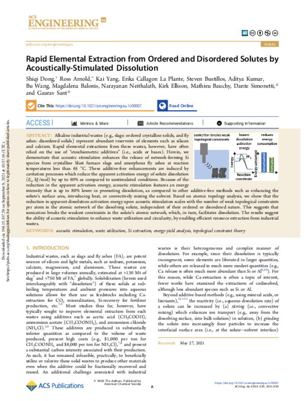 (PDF) Rapid Elemental Extraction from Ordered and Disordered Solutes by ...