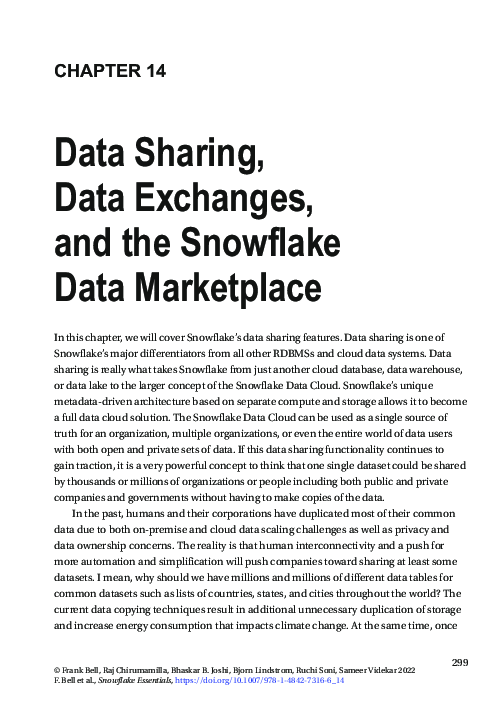 (PDF) Data Sharing, Data Exchanges, and the Snowflake Data Marketplace
