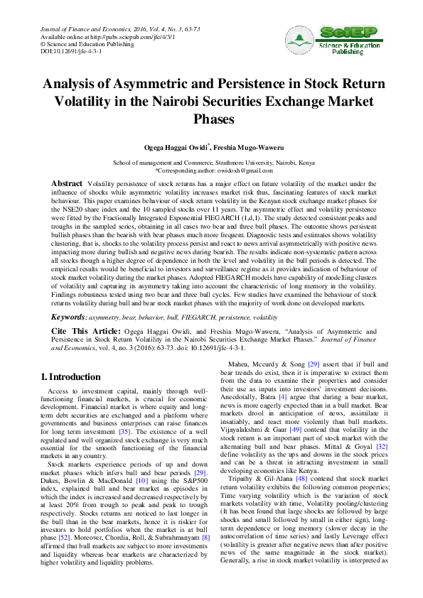 (PDF) Analysis of Asymmetric and Persistence in Stock Return Volatility ...