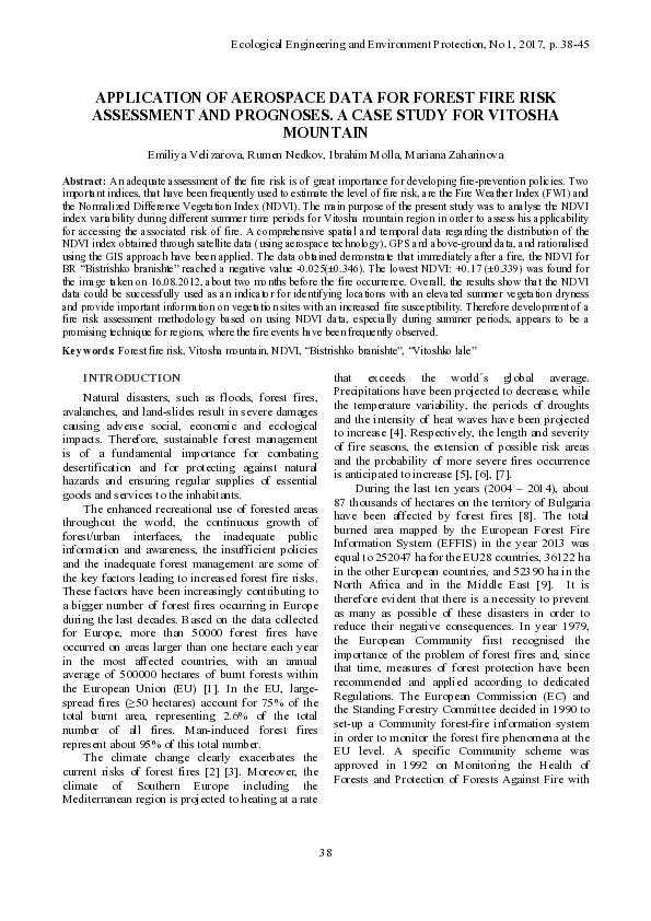 (PDF) Application of Aerospace Data for Forest Fire Risk Assessment and ...