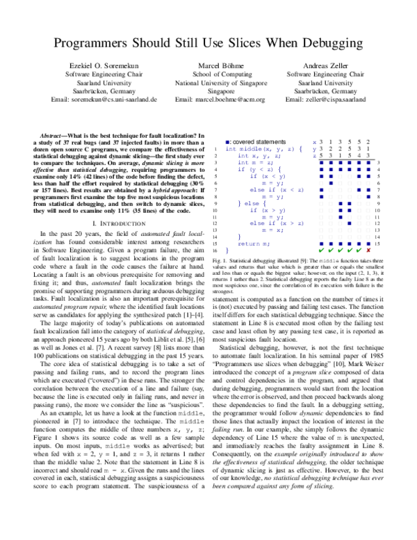 (PDF) Programmers Should Still Use Slices When Debugging