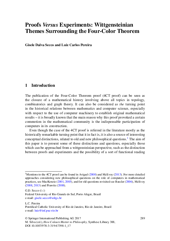 (PDF) Proofs Versus Experiments: Wittgensteinian Themes Surrounding the ...