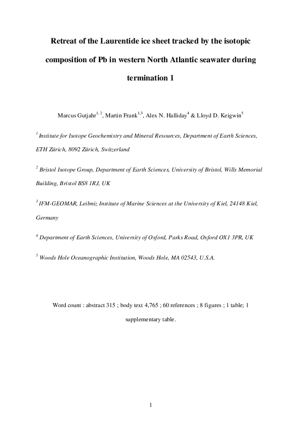 (PDF) Retreat of the Laurentide ice sheet tracked by the isotopic ...