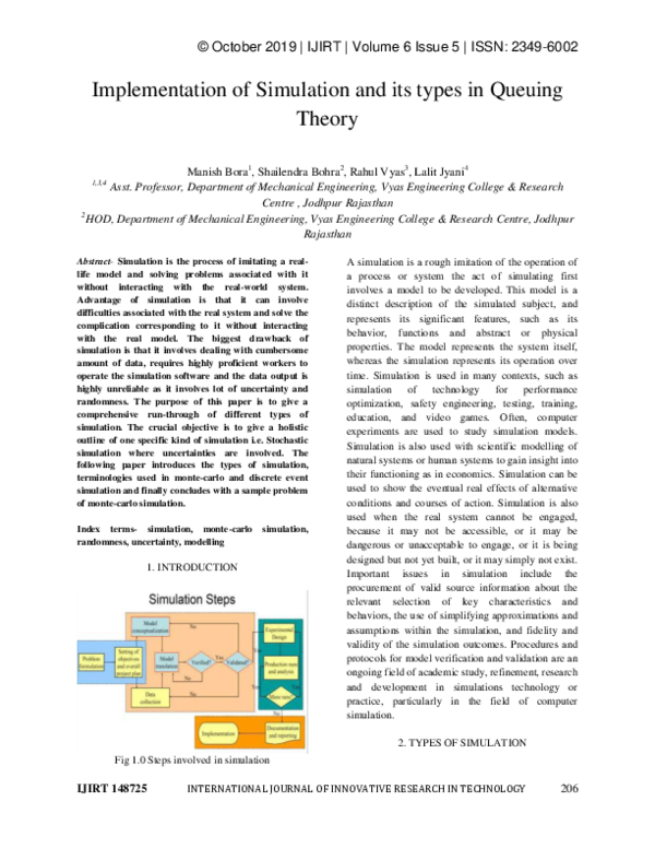 (PDF) Implementation of Simulation and its types in Queuing Theory