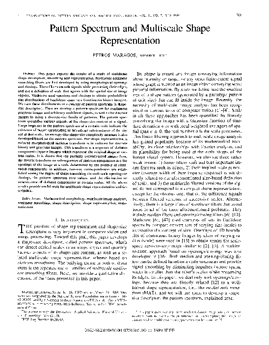 (PDF) Pattern spectrum and multiscale shape representation
