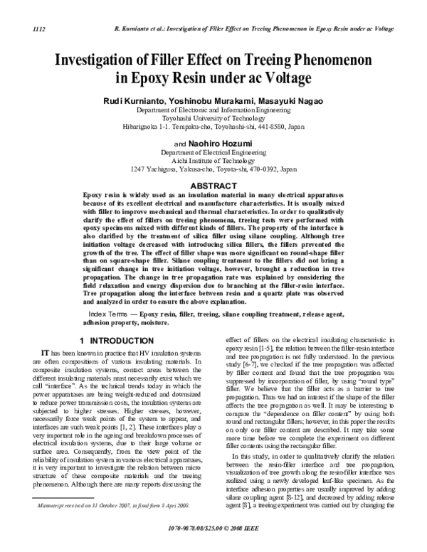 (PDF) Investigation of filler effect on treeing phenomenon in epoxy ...