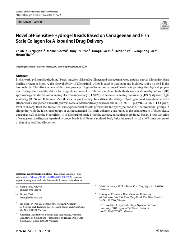 (PDF) Novel pH-Sensitive Hydrogel Beads Based on Carrageenan and Fish ...