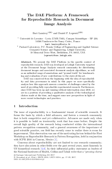 (PDF) The DAE Platform: A Framework for Reproducible Research in ...
