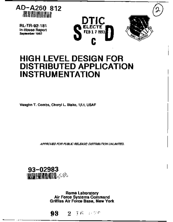 (PDF) High Level Design for Distributed Application Instrumentation