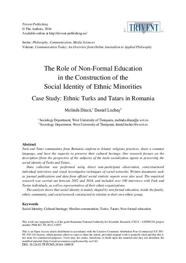 (PDF) The Role of Non-Formal Education in the Construction of the ...