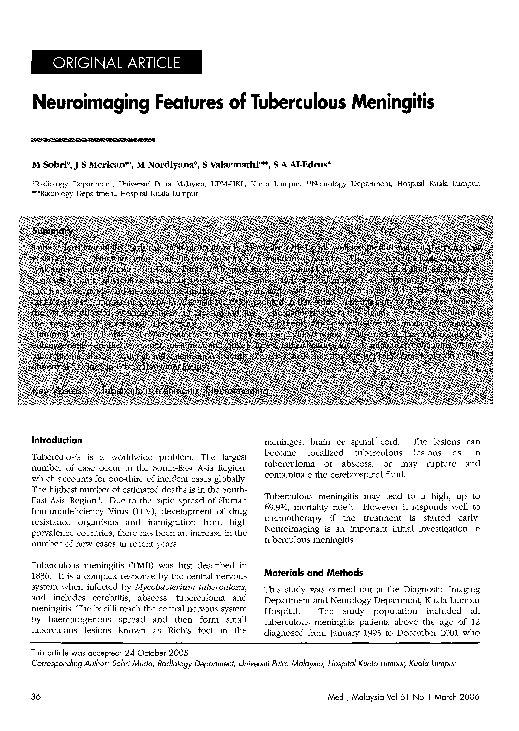 (PDF) Neuroimaging features of tuberculous meningitis