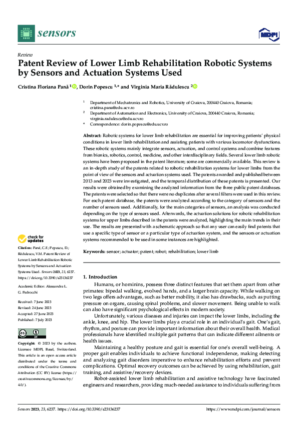 (PDF) Patent Review of Lower Limb Rehabilitation Robotic Systems by ...