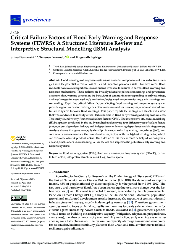 (PDF) Critical Failure Factors of Flood Early Warning and Response ...