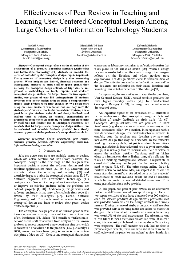 (PDF) Effectiveness of Peer Review in Teaching and Learning User ...