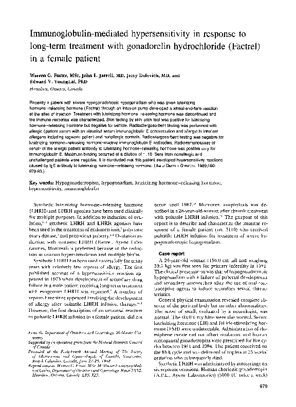 (PDF) Immunoglobulin-mediated hypersensitivity in response to long-term ...