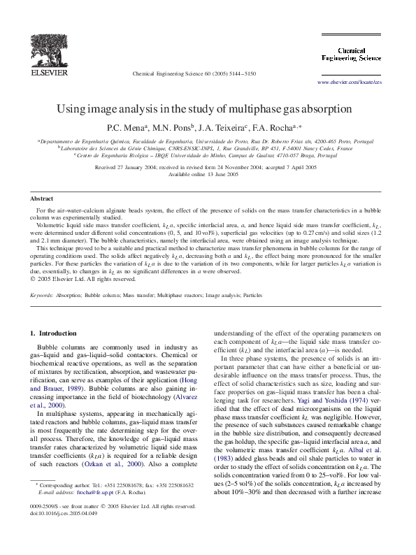 (PDF) Using image analysis in the study of multiphase gas absorption