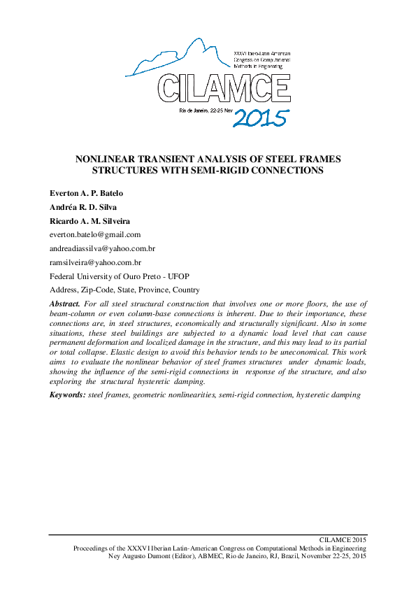 (PDF) Nonlinear Dynamic Analysis of a Slender Frame Under Real and ...