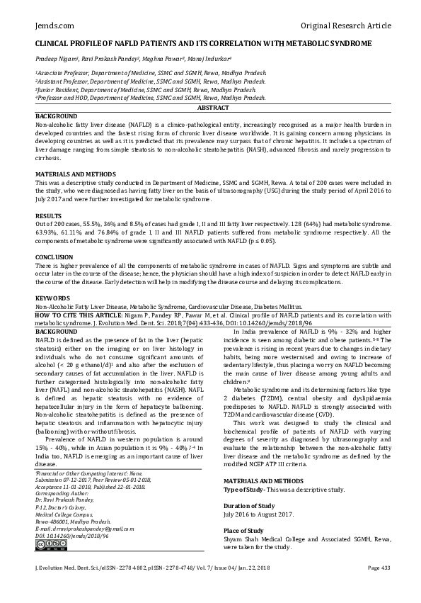 (PDF) Clinical Profile of Nafld Patients and Its Correlation with ...