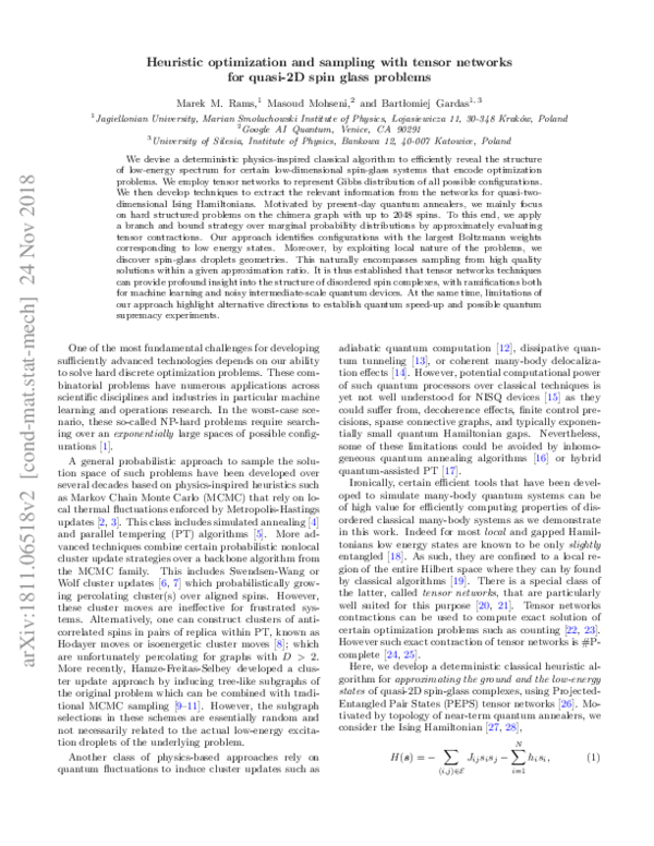 (PDF) Heuristic optimization and sampling with tensor networks for ...