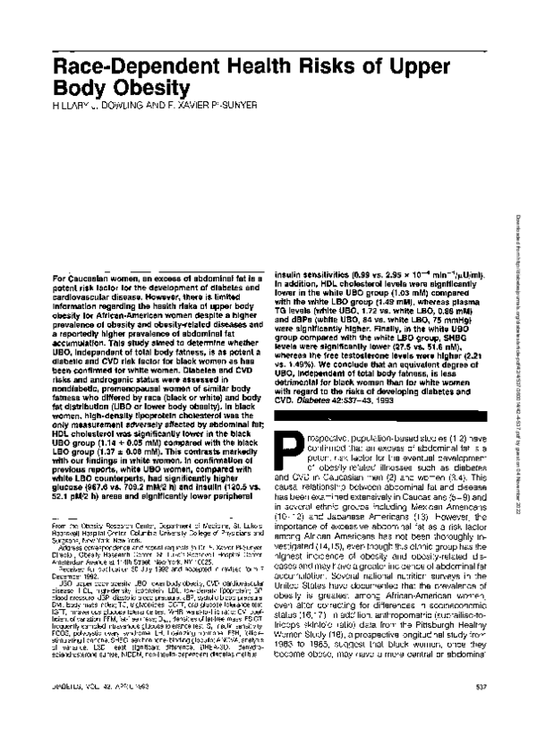 (PDF) Race-dependent health risks of upper body obesity