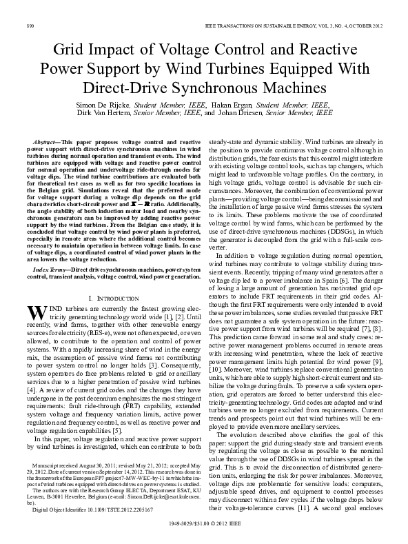 (PDF) Grid Impact of Voltage Control and Reactive Power Support by Wind ...