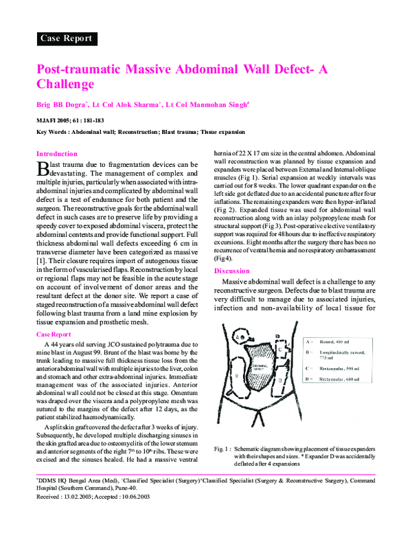 (PDF) Post-traumatic massive abdominal wall defect — A challenge