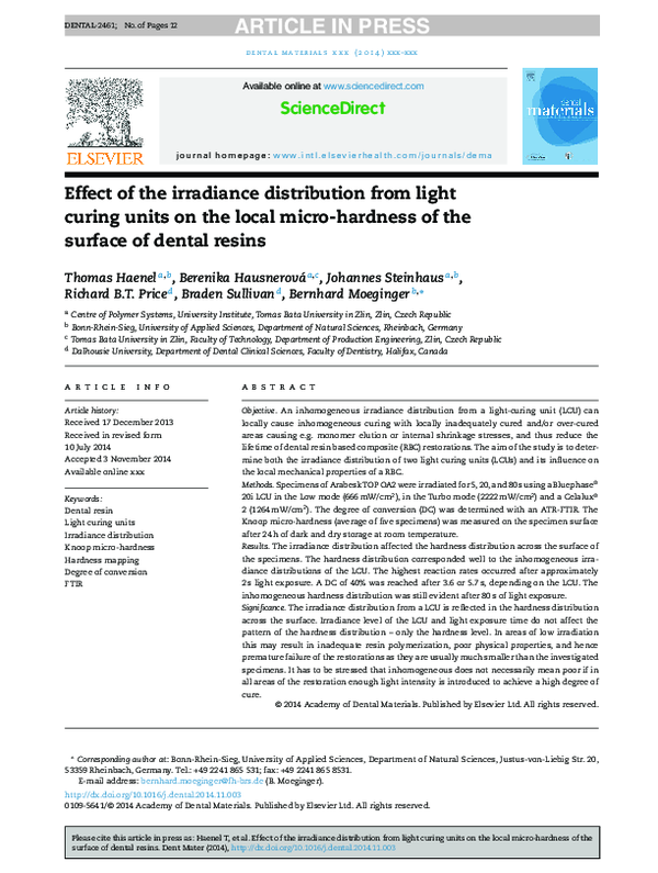 (PDF) Effect of the irradiance distribution from light curing units on ...