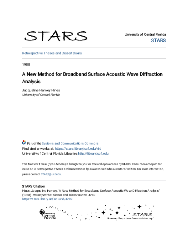 (PDF) A new method for broadband surface acoustic wave diffraction analysis