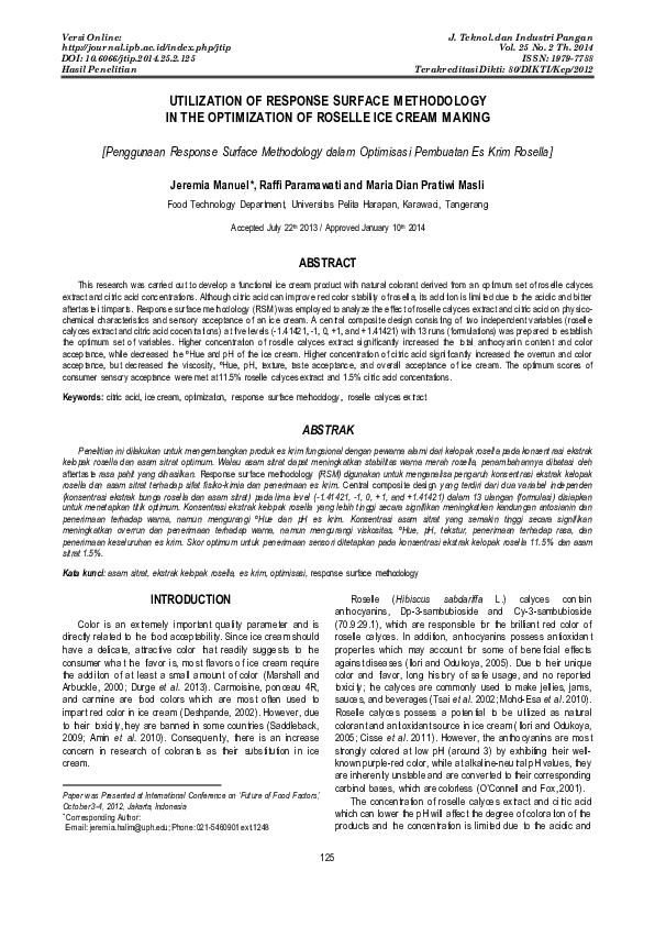 (PDF) UTILIZATION OF RESPONSE SURFACE METHODOLOGY IN THE OPTIMIZATION ...