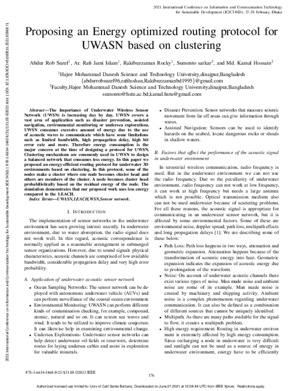 (PDF) Proposing an Energy optimized routing protocol for UWASN based on ...