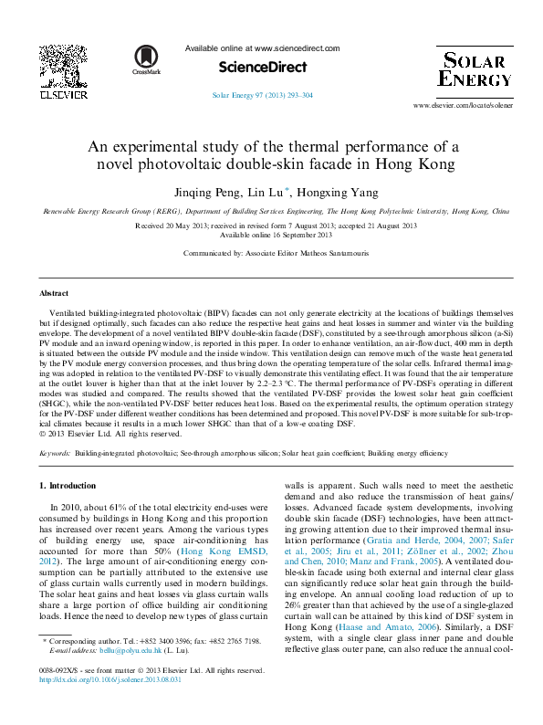 (PDF) An experimental study of the thermal performance of a novel ...