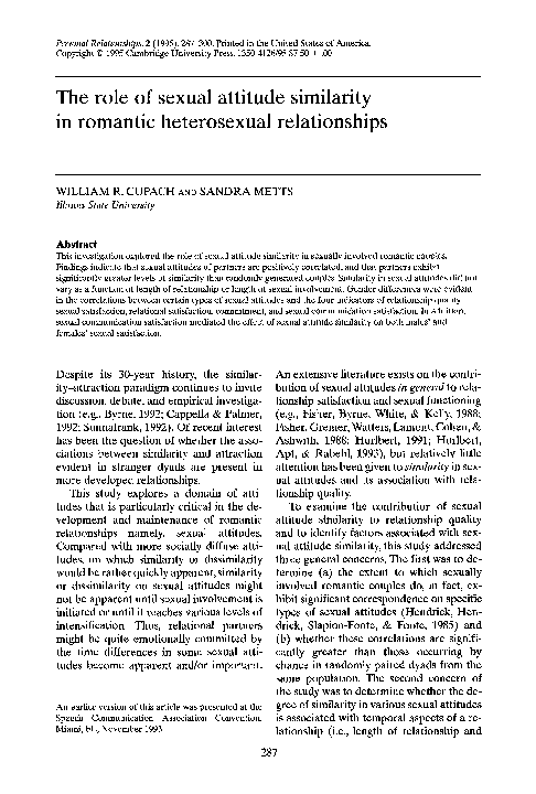 (PDF) The role of sexual attitude similarity in romantic heterosexual ...