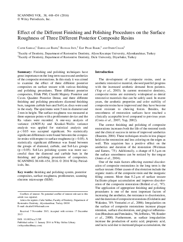 (PDF) Effect of the different finishing and polishing procedures on the ...