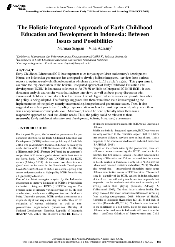 (PDF) The Holistic Integrated Approach of Early Childhood Education and ...