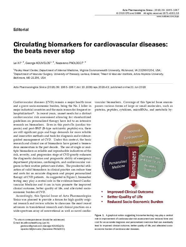 (PDF) Circulating biomarkers for cardiovascular diseases: the beats ...