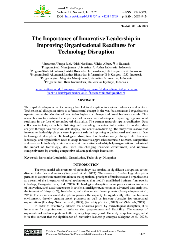 (PDF) The Importance of Innovative Leadership in Improving ...