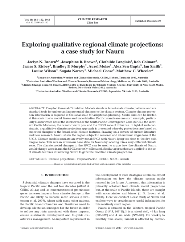 (PDF) Exploring qualitative regional climate projections: a case study ...