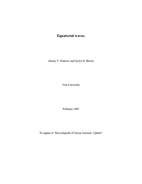 Pdf Equatorial Waves