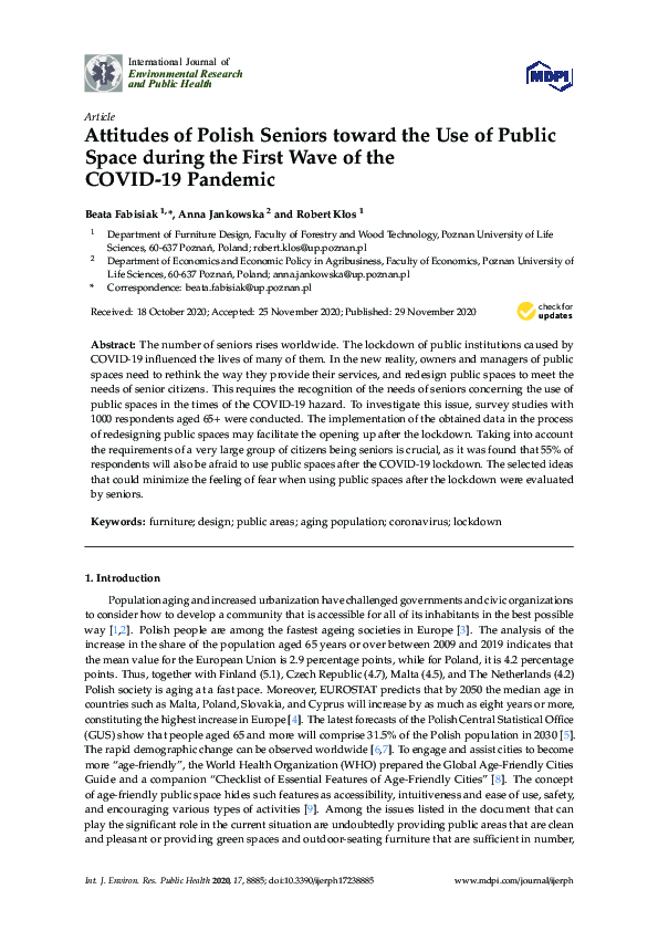 (PDF) Attitudes of Polish Seniors toward the Use of Public Space during ...