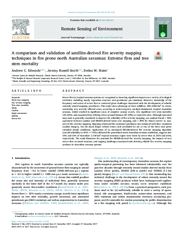 (PDF) A comparison and validation of satellite-derived fire severity ...