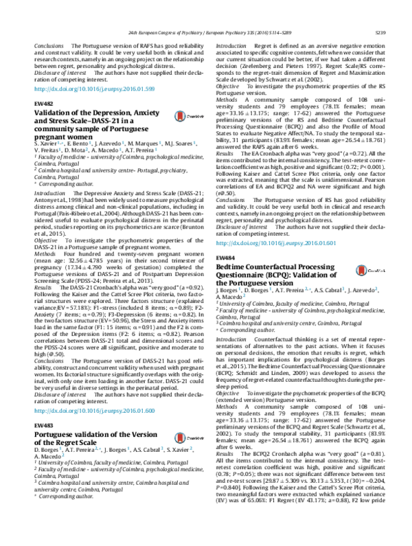 (PDF) Validation of the Depression, Anxiety and Stress Scale–DASS-21 in ...