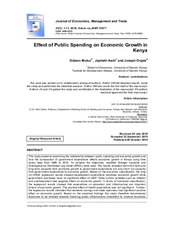 (PDF) Effect of Public Spending on Economic Growth in Kenya
