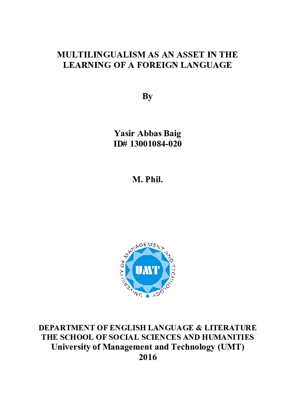 (DOC) The Impact of Multilingualism on Learning English Vocabulay