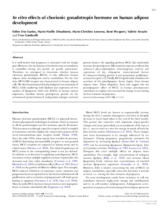 (PDF) In vitro effects of chorionic gonadotropin hormone on human ...