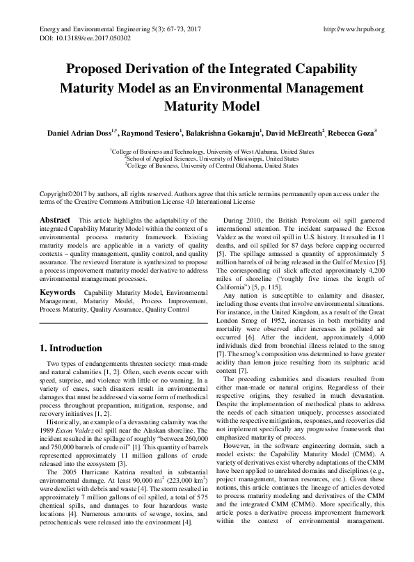 (PDF) Proposed Derivation of the Integrated Capability Maturity Model ...