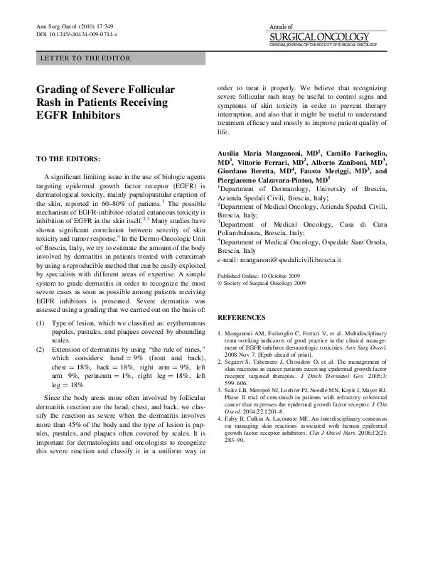 (PDF) Grading of Severe Follicular Rash in Patients Receiving EGFR ...
