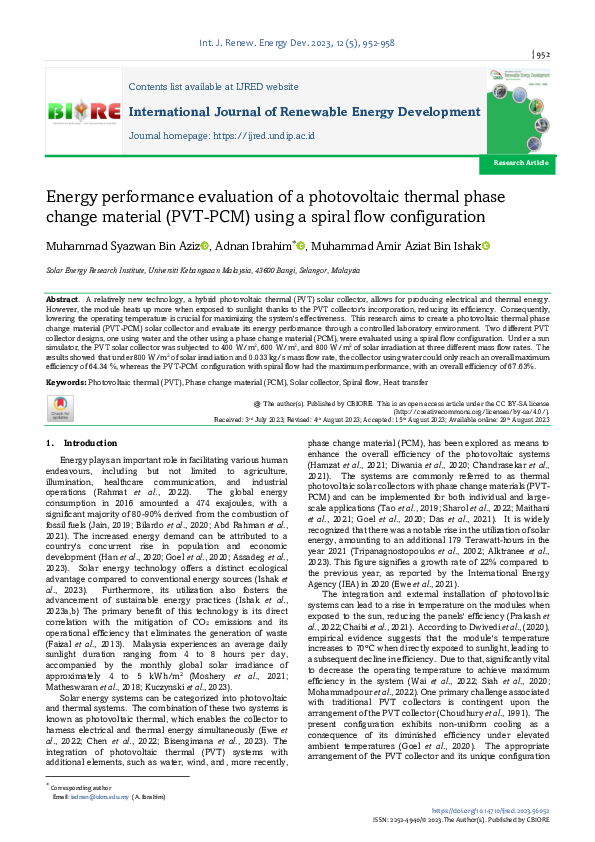 (PDF) Energy performance evaluation of a photovoltaic thermal phase ...
